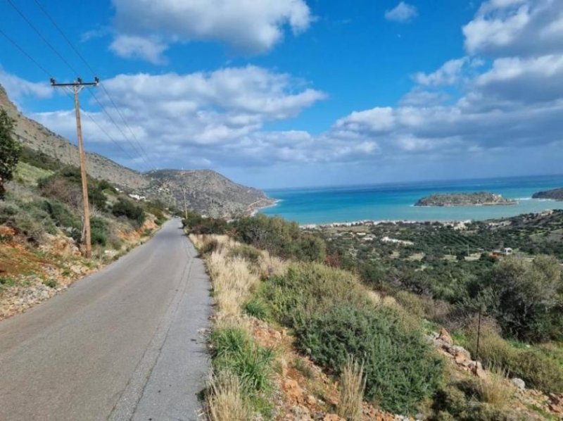 Plaka bei Elounda Kreta, Plaka: Baugrundstück mit Panoramablick auf Spinalonga und die Elounda-Bucht zu verkaufen Grundstück kaufen
